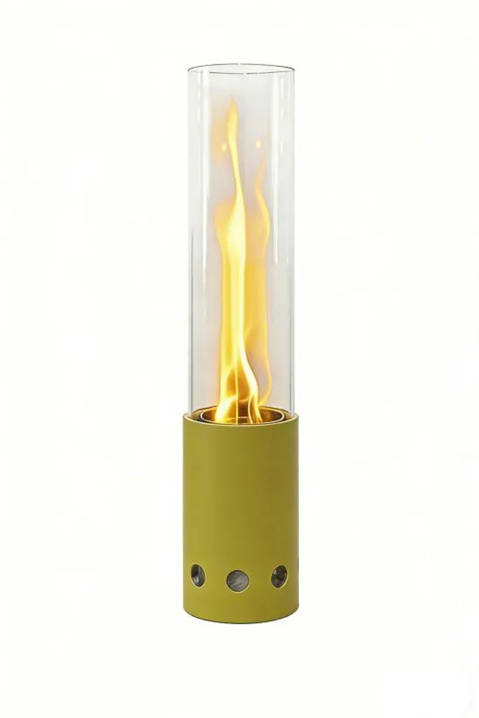 Petite cheminée à granulés Green Flame design vert olive 50 cm