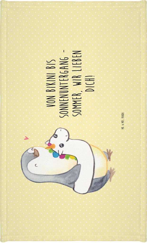 Mr. & Mrs. Panda Handtuch Sommer Meer Strand - Gelb Pastell - Geschenk, gesichtshandtuch, Herbst, Inspiration, gesichtstuch, Freiheit, Küste, 50x1...