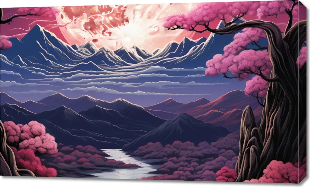 Offerta Quadro 100x60 cm Il Paese dei Sogni Rosa - Stampa su Tela