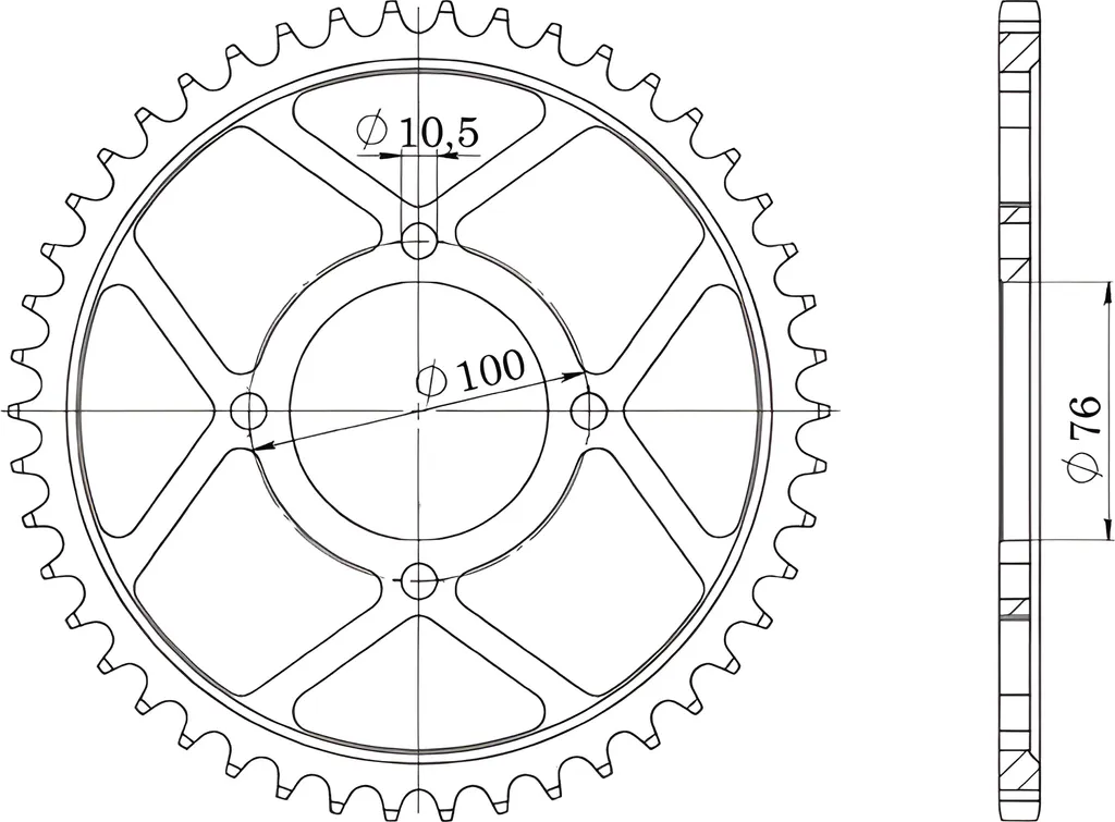 Supersprox 530 46Z Steel Sprocket Black Ø 76mm LK 100mm | Performance