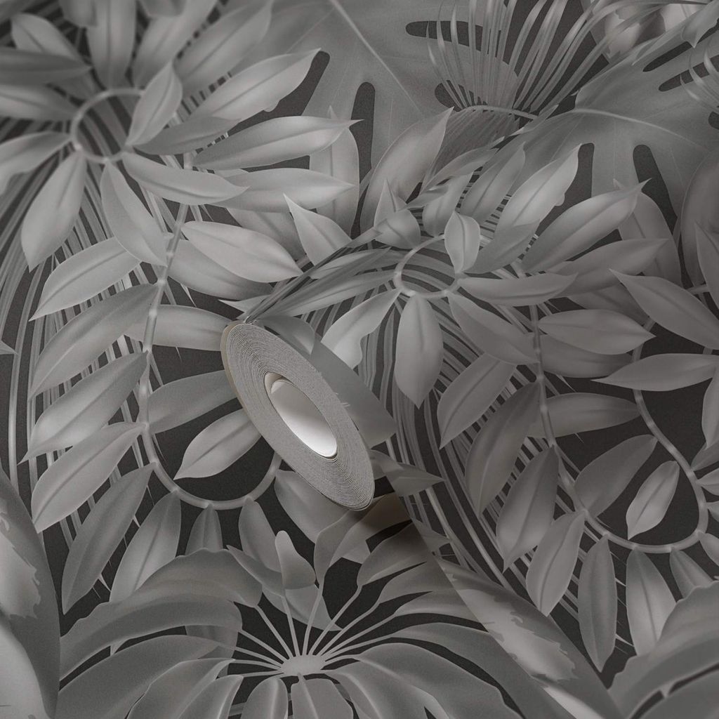 A.S. Creation | Botanical Tapete | Vliestapete | Kollektion PintWalls | 387203 | Grau | 10.05 x 0.53 m | Dschungeloptik