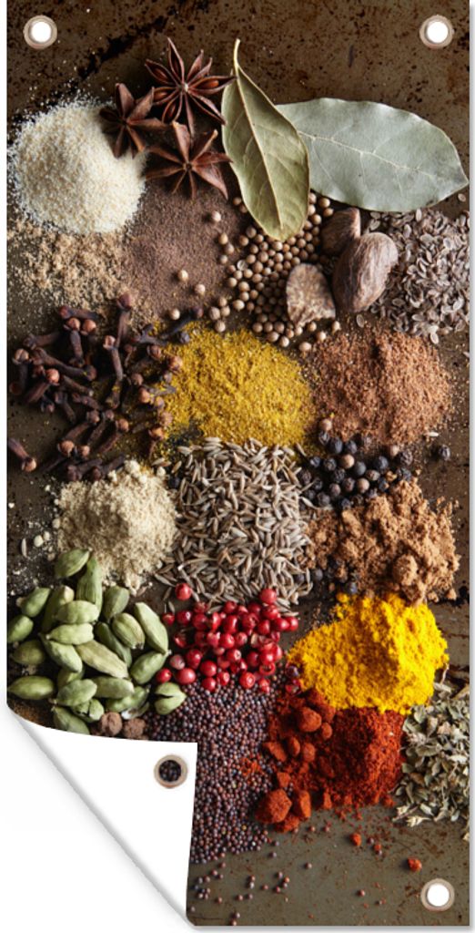 MuchoWow 80x160 cm Outdoor-Poster Gartendeko Sichtschutz Garten Poster für den Garten Kräuter - Gewürze - Pflanzen