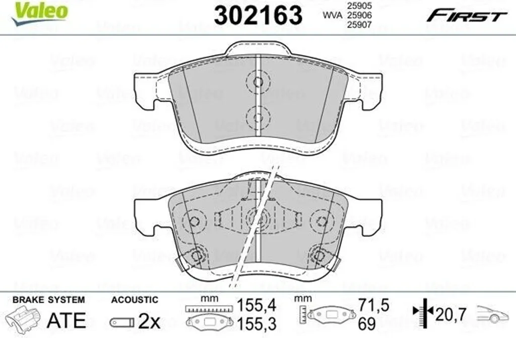 Plaquettes de frein avant Fiat 500L 351 352 - Kit Valeo 302163 OE 77366590