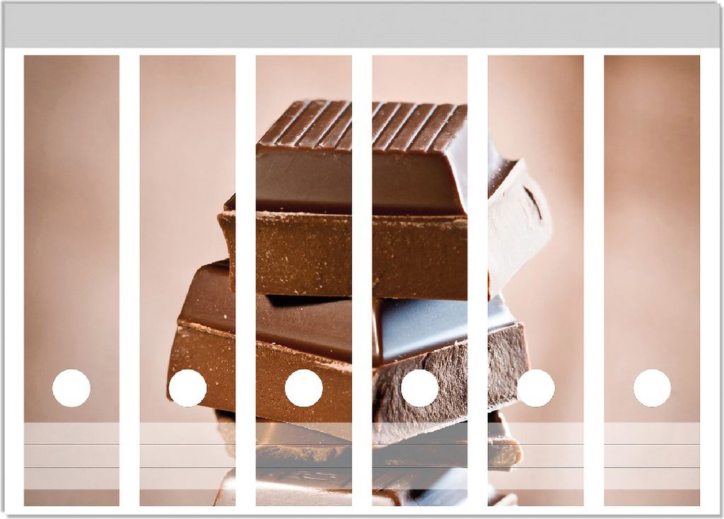 Wallario Ordnerrücken Sticker, selbstklebend für breite Ordner, 6 Stück, Motiv Schokoladenstückchen