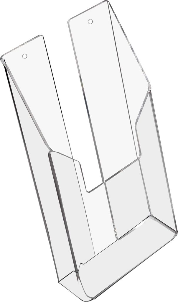 HMF 46841 Wand Prospekthalter aus Acryl, DIN A6 Hochformat, 11 x 20 x 3,5 cm, Transparent
