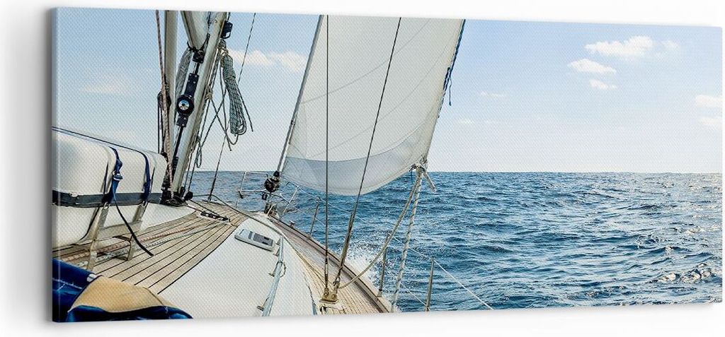 Bild auf Leinwand - Leinwandbild - Meer Kreuzfahrt Segel - 100x40cm - Wand Bild - Wanddeko - Leinwanddruck - Bilder - Kunstdruck - Wanddekoration -...