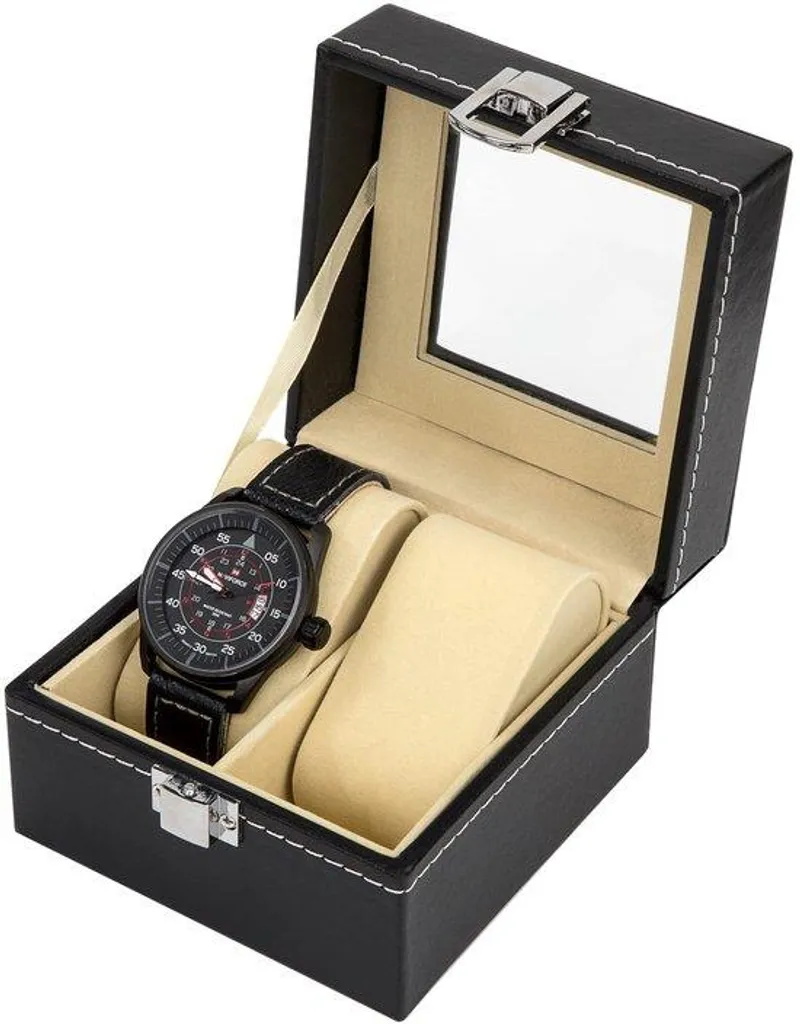 Boîte à Montres MengH-SHOP en Cuir PU avec 2 Emplacements et Vitre