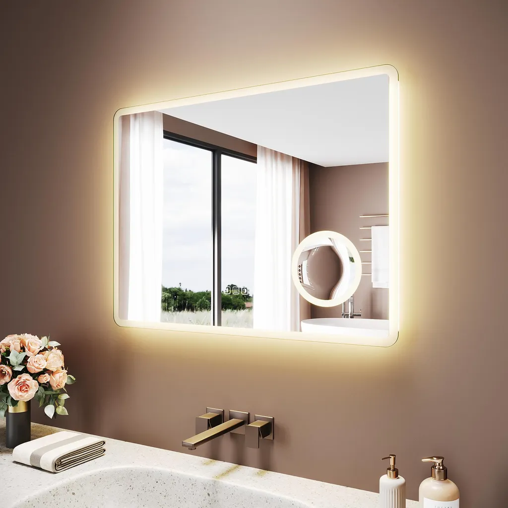 SONNI Specchio da Parete LED 80x60 Bluetooth IP44 Certificato