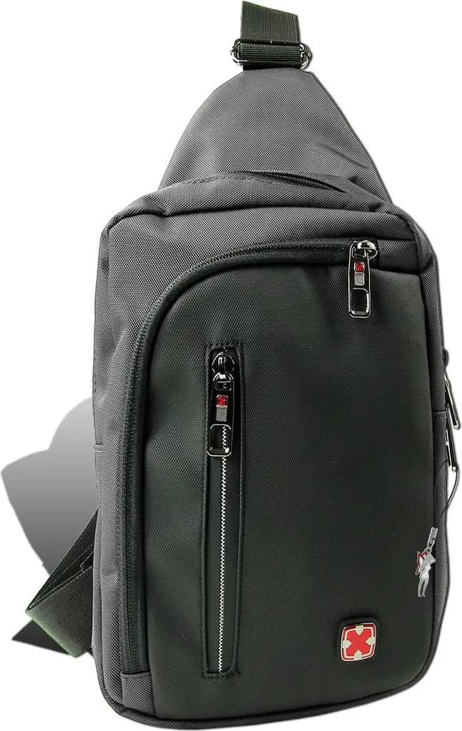 Sacoche sling homme Travel N Meet gris et noir sac à bandoulière chic