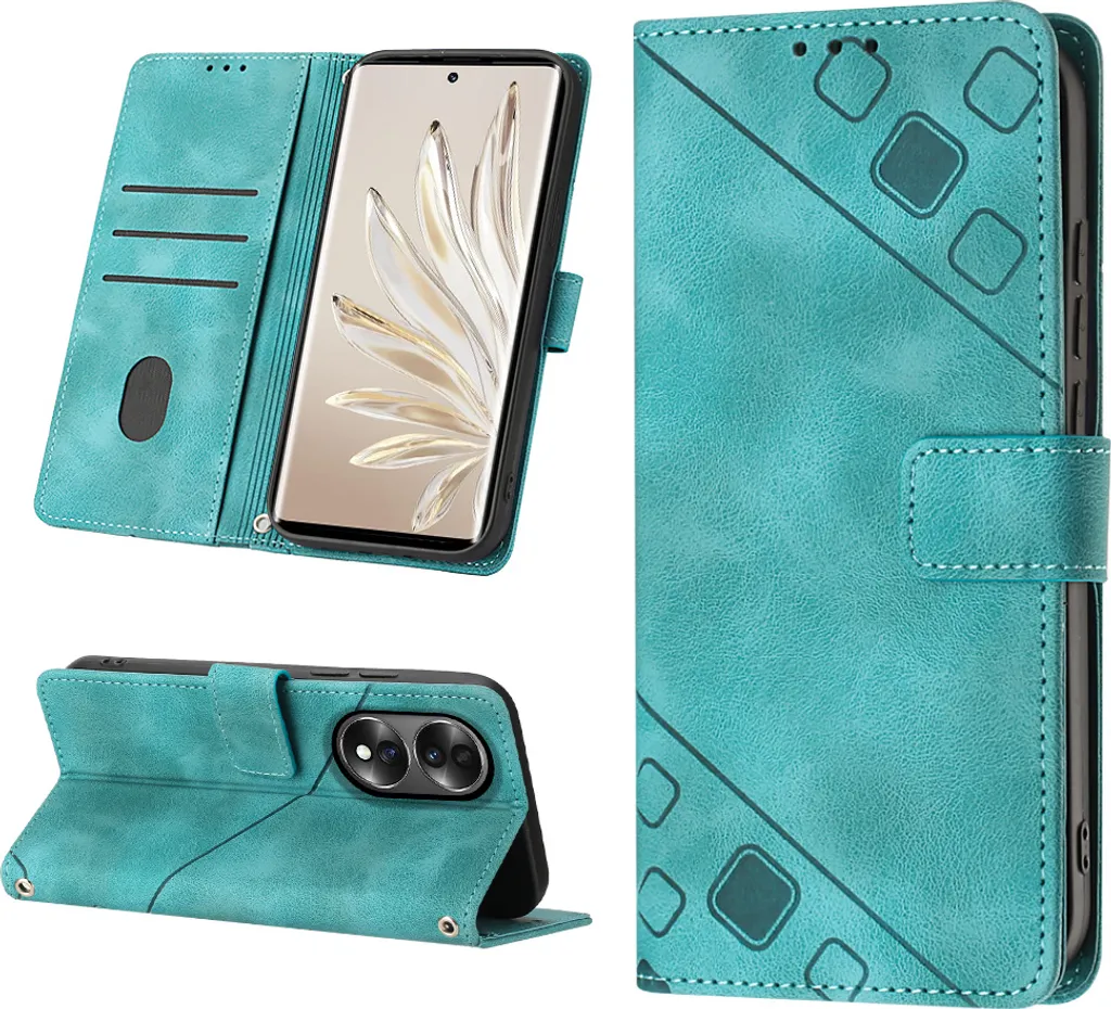 Idea Regalo Honor 70: Custodia Elegante Verde in Pelle in Rilievo
