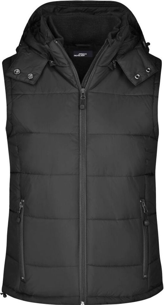 Modische Steppweste mit abnehmbarer Kapuze black, Gr. L