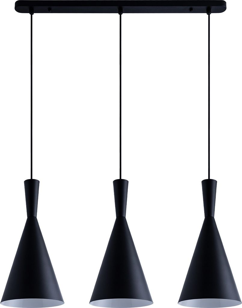 Pendelleuchte Hängelampe Esszimmer Esstischlampe 1,5m Textilkabel Kürzbarø18,5cm Lampentyp 3-flammig Farbe Schwarz