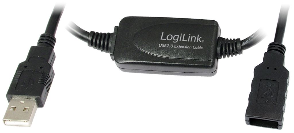 LogiLink USB 2.0 Verlängerungskabel 10m akt. Repeater schwa Produktbild 