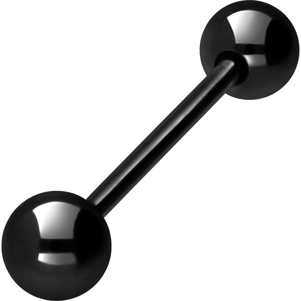 Zungenpiercing, Intim-Piercing Chirurgenstahl Barbell Schwarz Stablänge: 20mm + Stabstärke: 1,6mm + Kugelgröße: 6mm
