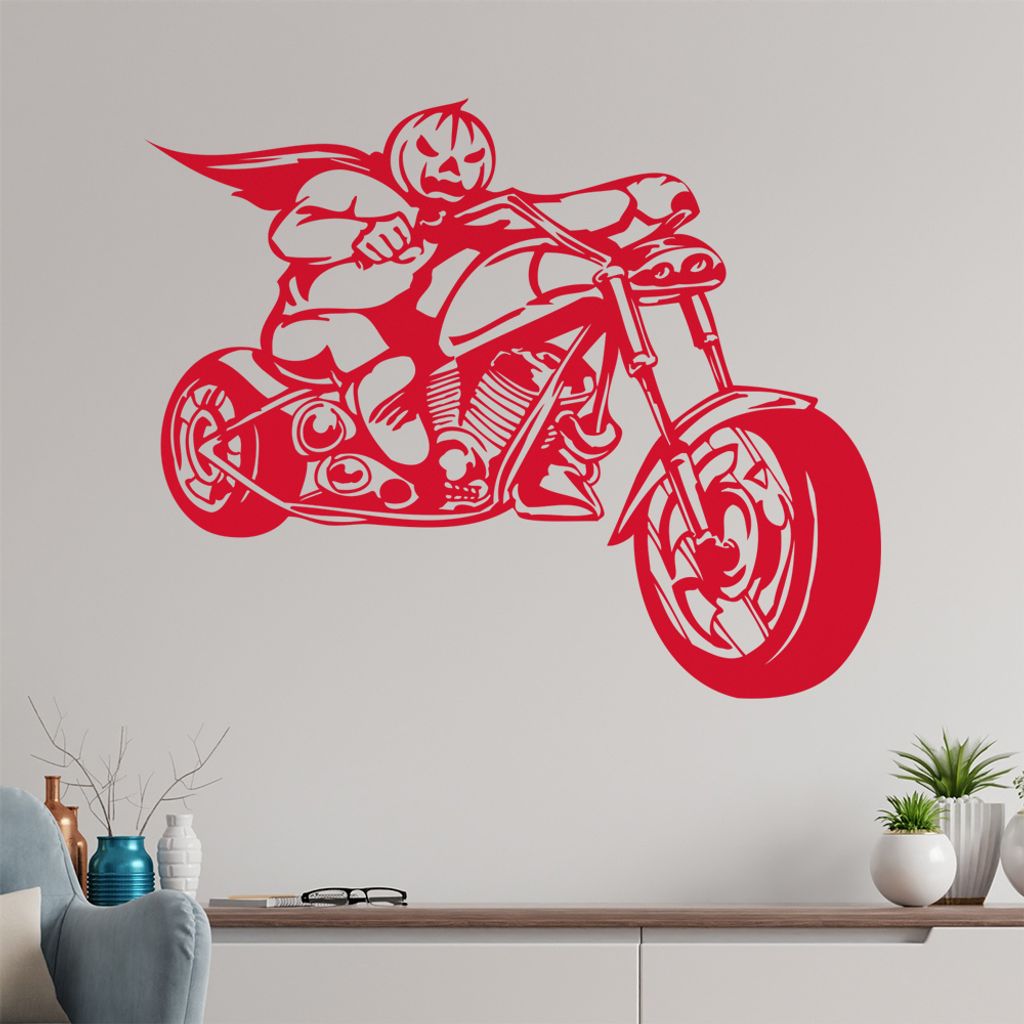 Halloween Biker Wandtattoo in 6 Größen - Wandaufkleber Wall Sticker - Dekoration, Küche, Wohnzimmer, Schlafzimmer, Badezimmer