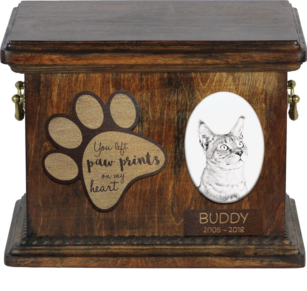 Chausie - Eine Urne für die Asche einer Katze, eine Urne für eine Katze mit Foto, eine personalisierte Katzenasche-Box der Marke Art-Dog.