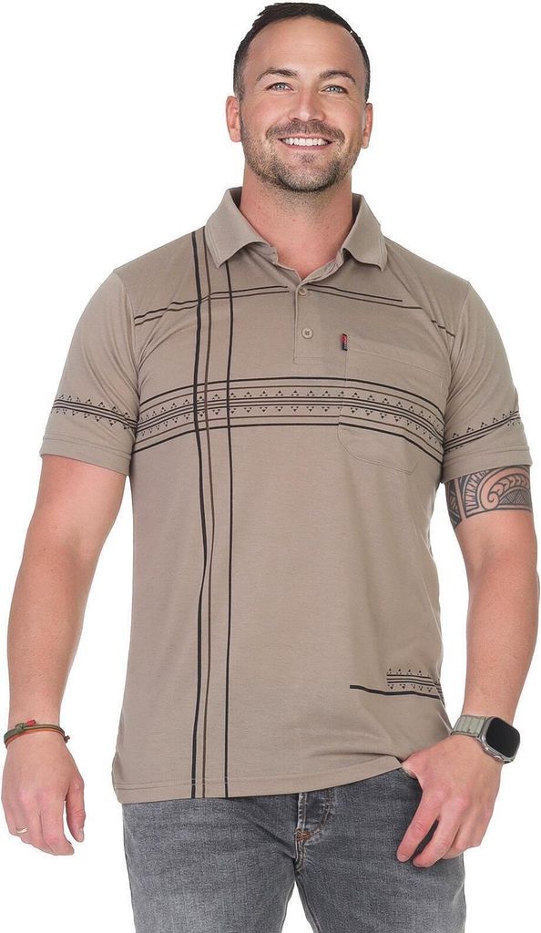 Herren Poloshirt Sommer Polo-Hemd Kurzarm, Beige/L/50