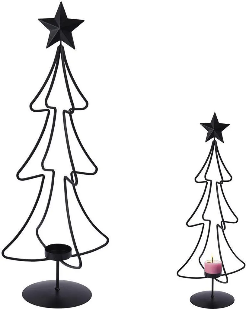 Portacandele in stile domestico | Portacandele | Albero di Natale per luci da tè nero metallizzato in soffitta 55 cm