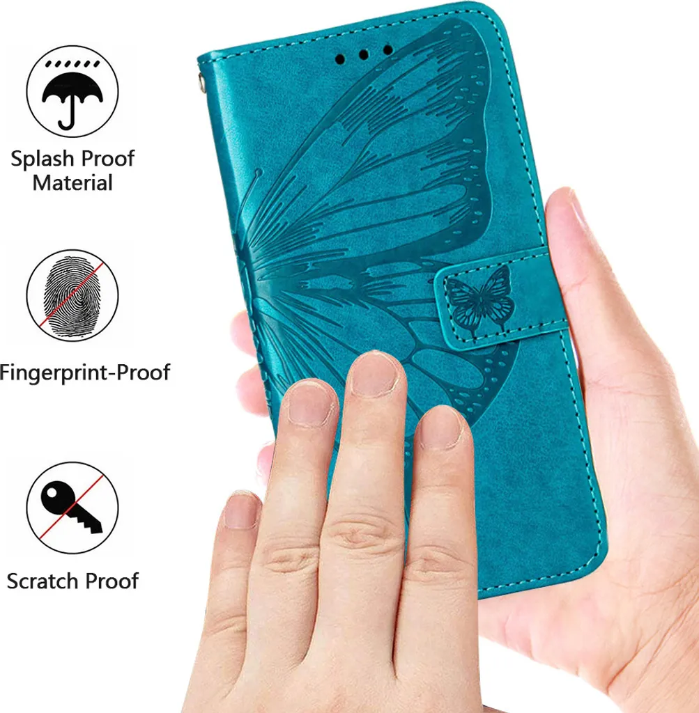 Cover Motorola One 5G Ace Pelle Blu | Custodia Flip con Supporto - 6