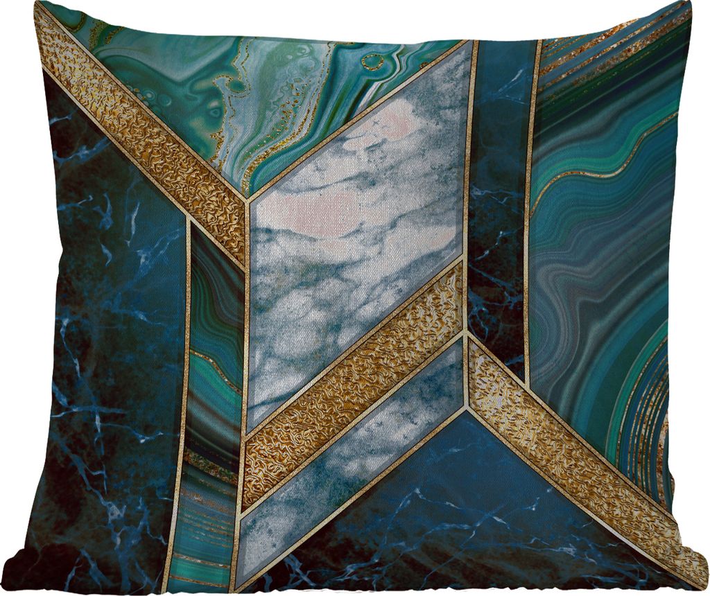 MuchoWow Outdoor Kissen - Marmor - Mosaik - Gold - 45x45 cm - Wetterfest - Lounge Kissen - Fotokissen - Dekoratives Kissen