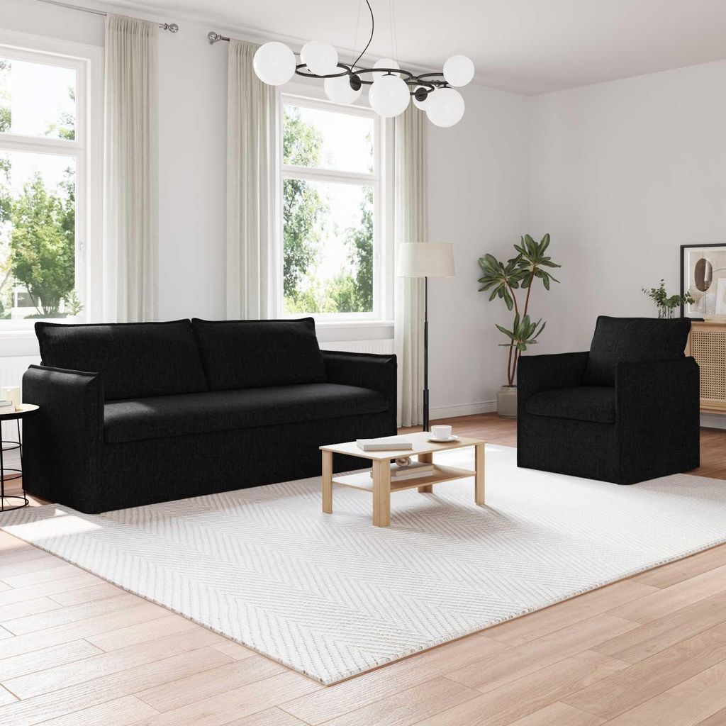 "WINTER SALE"2-Sitzer Sofa Couch 180cm - 2 pcs - elegantes Design - Doppelsofa - Couch - Schwarz Metall NEU118925 - Klassische Sofas