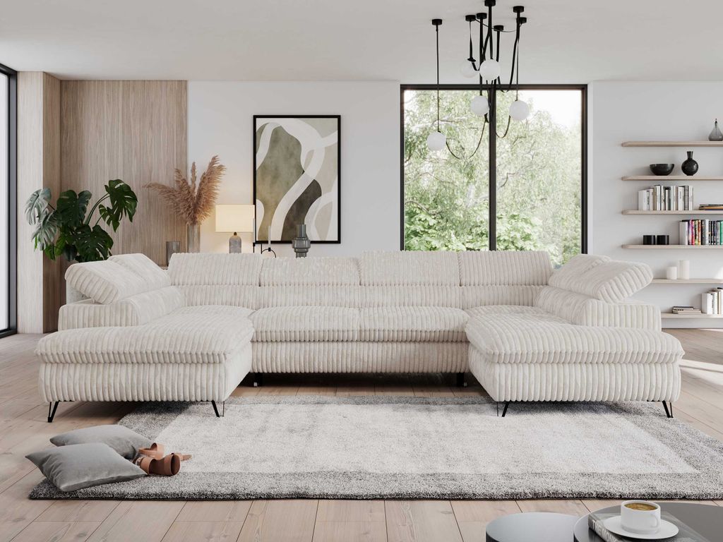 U-form Couch, Schlaffunktion, Ecksofa mit verstellbare Produktbild 