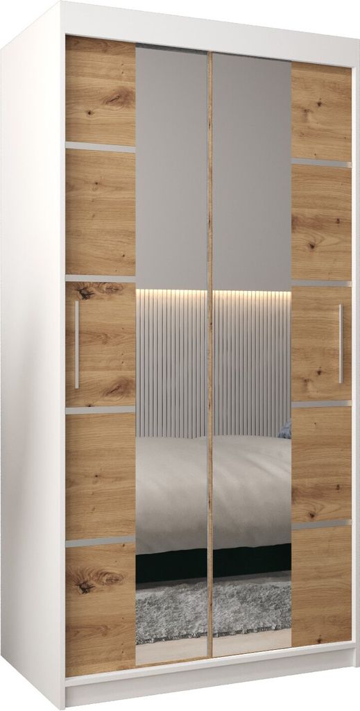 Kleiderschrank, Schiebetürenschrank Schlafzimmer, Schrank mit Spiegel VERONA 4 100 cm