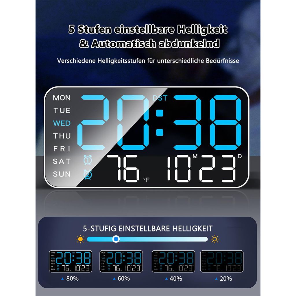 8,4'' Große Digitale Wanduhr, LED Wecker mit Großen Produktbild 7