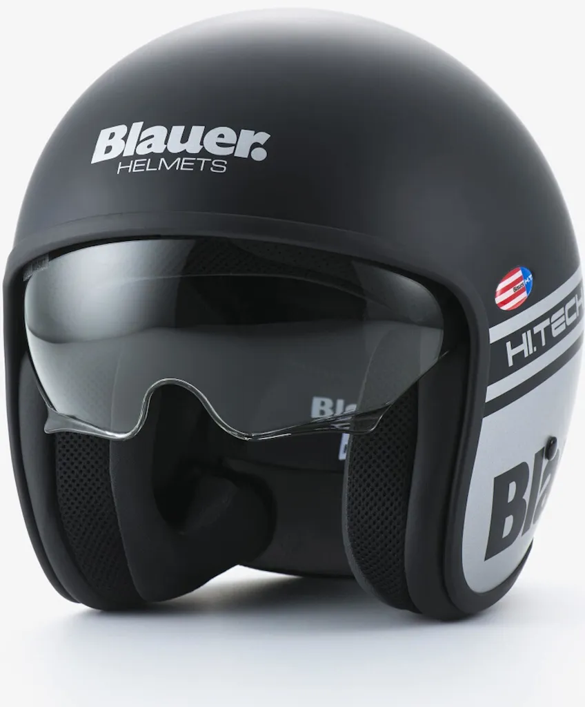 Casque Jet Léger Blue Pilot 1.100 Noir Mat - Confort et Sécurité S