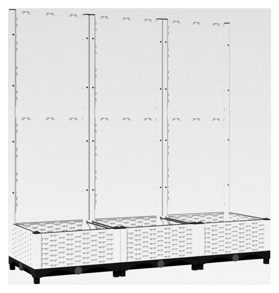 Blumenkasten mit Rankgitter weiß 120 x 40 x 121,5 cm PP Hochbeet für Garten, Pflanzschale für Blumen, Sukkulenten, Terrasse, Patio, Balkon