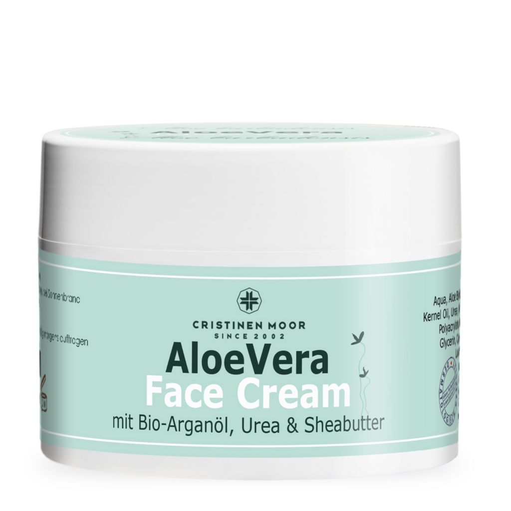 Cristinen Moor Aloe Vera Face Cream - Gesichtscreme mit Arganöl, Urea & Bio Sheabutter, feuchtigkeitsspendende Gesichtspflege junge, empfindliche ...