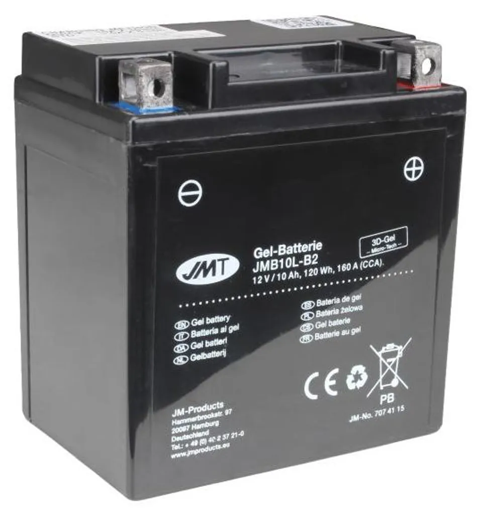 Batterie JMT Technologie GEL YB10L-B2 Haute Résistance 12V 10AH