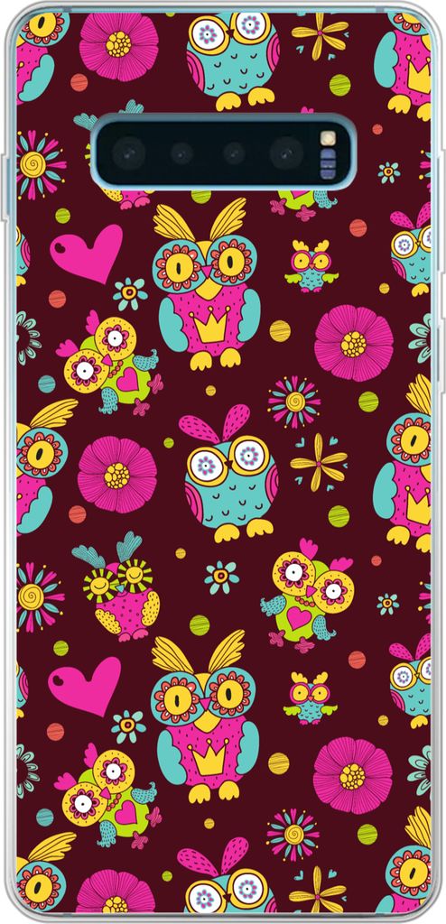 MuchoWow Handyhülle Schutzhülle Hülle für Telefoonhoesje Samsung Galaxy S10 Lite Mädchen - Eule - Schokolade - Muster - Mädchen - Kind - Ki...