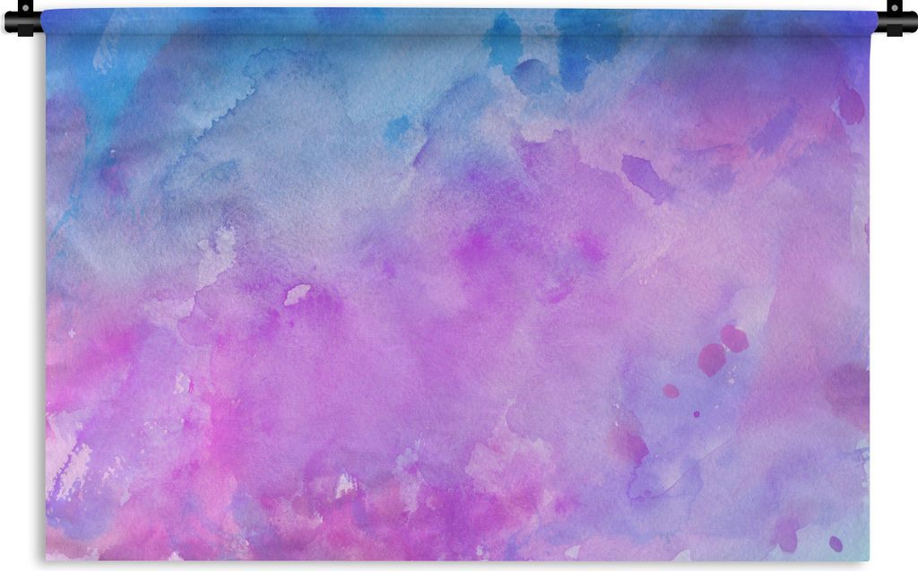 MuchoWow Wandteppich Wandbehang Aquarell - Lila - Abstrakt - Blau 120x80 cm Tapisserie Dekoration Wandtuch - Wanddekorationen - Wandtücher