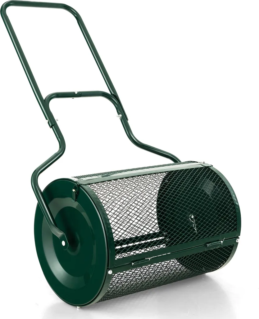 COSTWAY Epandeur de compost 75L avec panier en maille et poignée en U