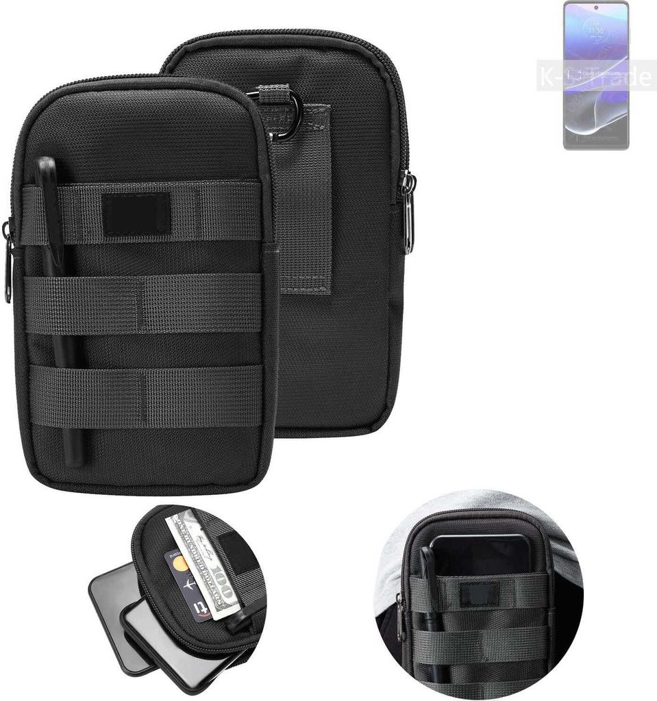 K-S-Trade Holster Gürtel Tasche kompatibel mit Motorola Moto G Stylus 5G (2022) Handy Tasche Schutz Hülle dunkel-grau viele Fächer, 1x