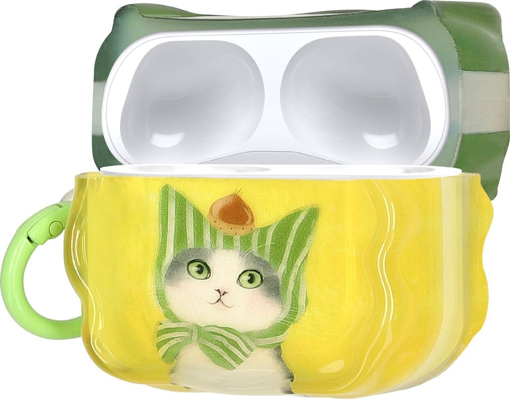 kwmobile In-Ear Kopfhörer Case für Apple Airpods Pro 2 / Pro 1 Hülle mit Karabiner - Headphones Case - Earphones Cover Etui - Katze & Kastanie