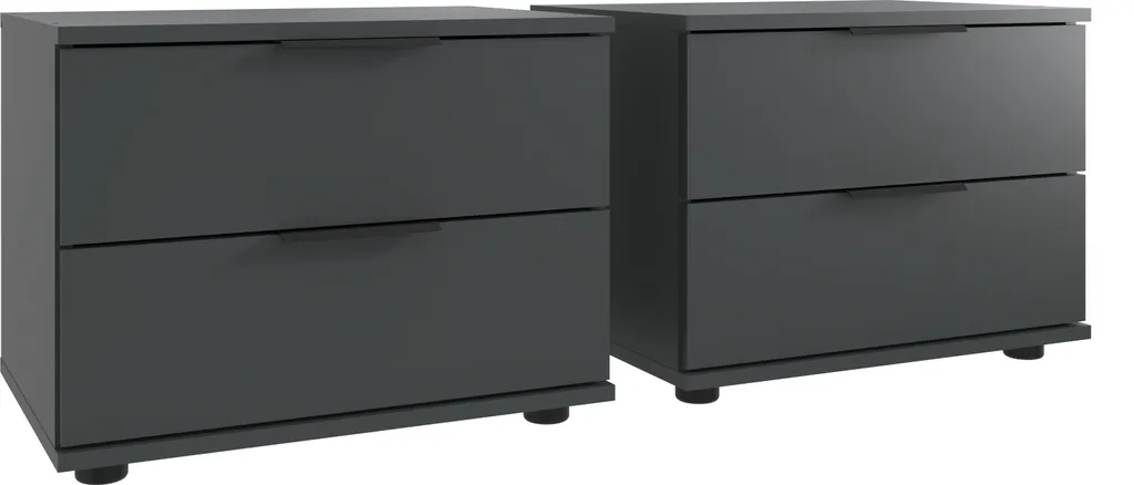 Lot de 2 tables de chevet Rotterdam graphite 2 tiroirs 52x40x38 cm