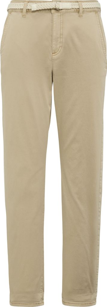 S.Oliver Hose Regular Fit Mid Rise Tapered Leg Braun Größe 34 mit geflochtenem Gürtel