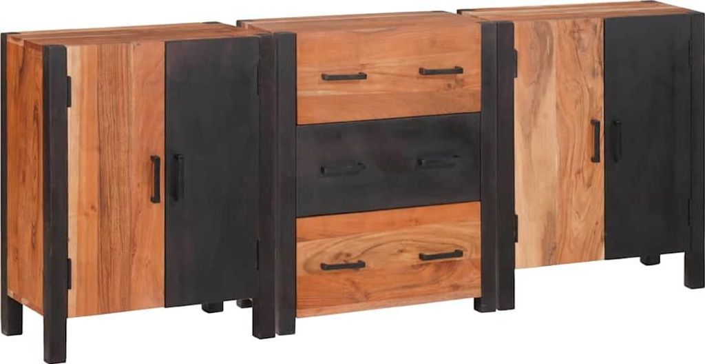 "WINTER SALE"Sideboard/Kommode - elegantes Design - Buffetschrank - 3er set - Braun 55x30x75cm Massivholz Akazie DE280756 - Kommoden