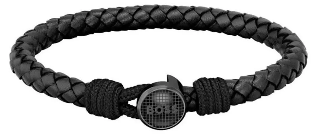 Bracelet en cuir noir tendance Classic 1580468M - Longueur 18 cm chic