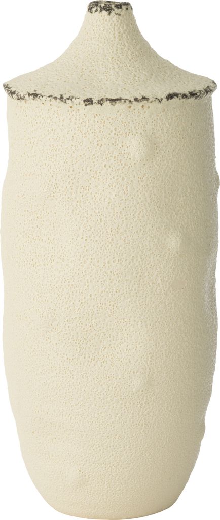 J-Line Vase Bay Steingut Weiß/Schwarz Large