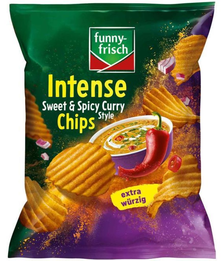 funny-frisch Intense Chips Sweet & Spicy Curry Style 110g Produktbild 