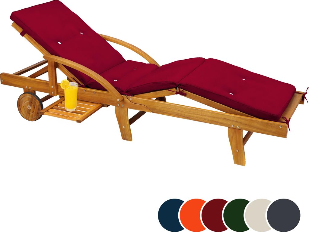 Detex Coussin pour transat rouge chaise longue de jardin Image du produit 