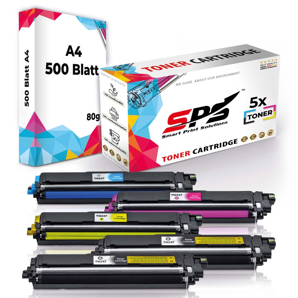 5x Toner TN-243BK TN-243C TN-243Y TN-243M kompatibel für Brother DCP-L3550CDW + DIN A4 Druckerpapier 500 Blatt