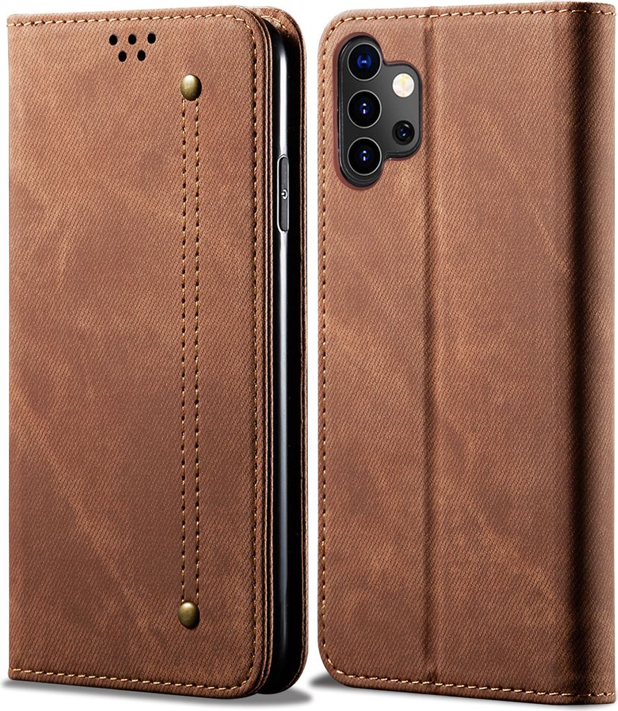 Galaxy A32 5G Hülle, LaimTop Leder Brieftasche Flip Bookstyle Schutzhülle mit Standfunktion für Samsung Galaxy A32 5G Braun
