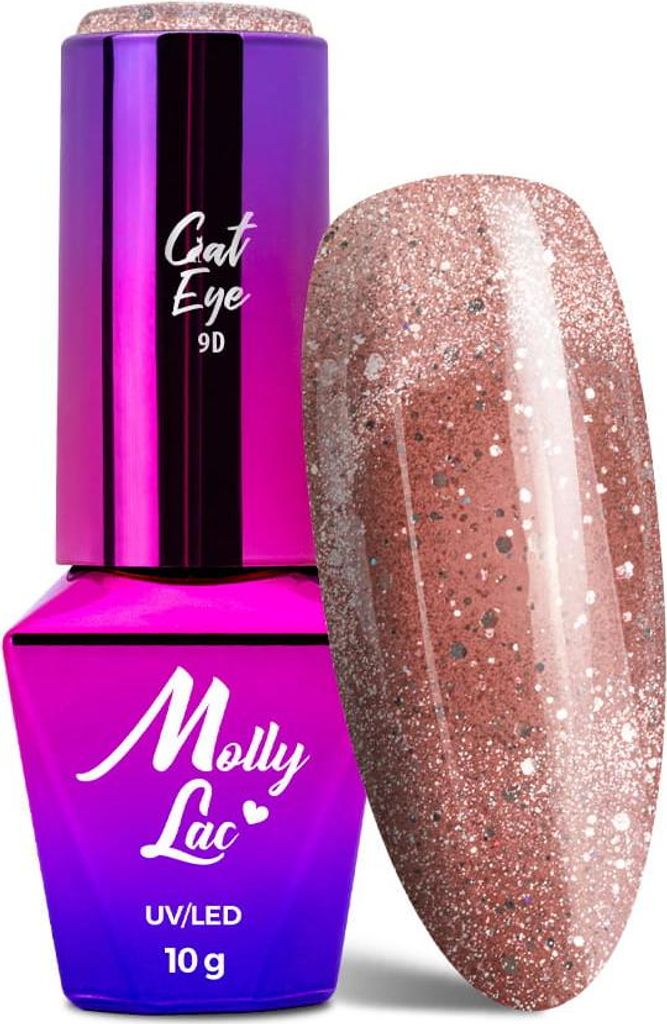 Magnetischer Hybrid-Nagellack mit Katzenaugen-Effekt Cat Eye Foxy Eyes Radiant Brown MollyLac 10g Nr. 553