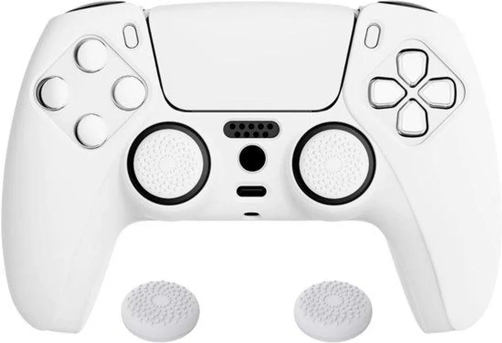 Protection silicone souple blanche avec poignée ergonomique pour manette
