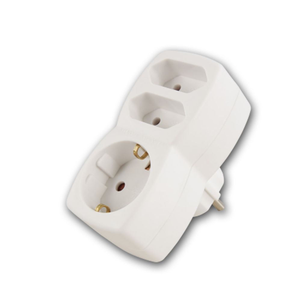 Adapter gniazda 1x styk uziemiający / 2x Euro, McPower, Zdjęcie produktu 