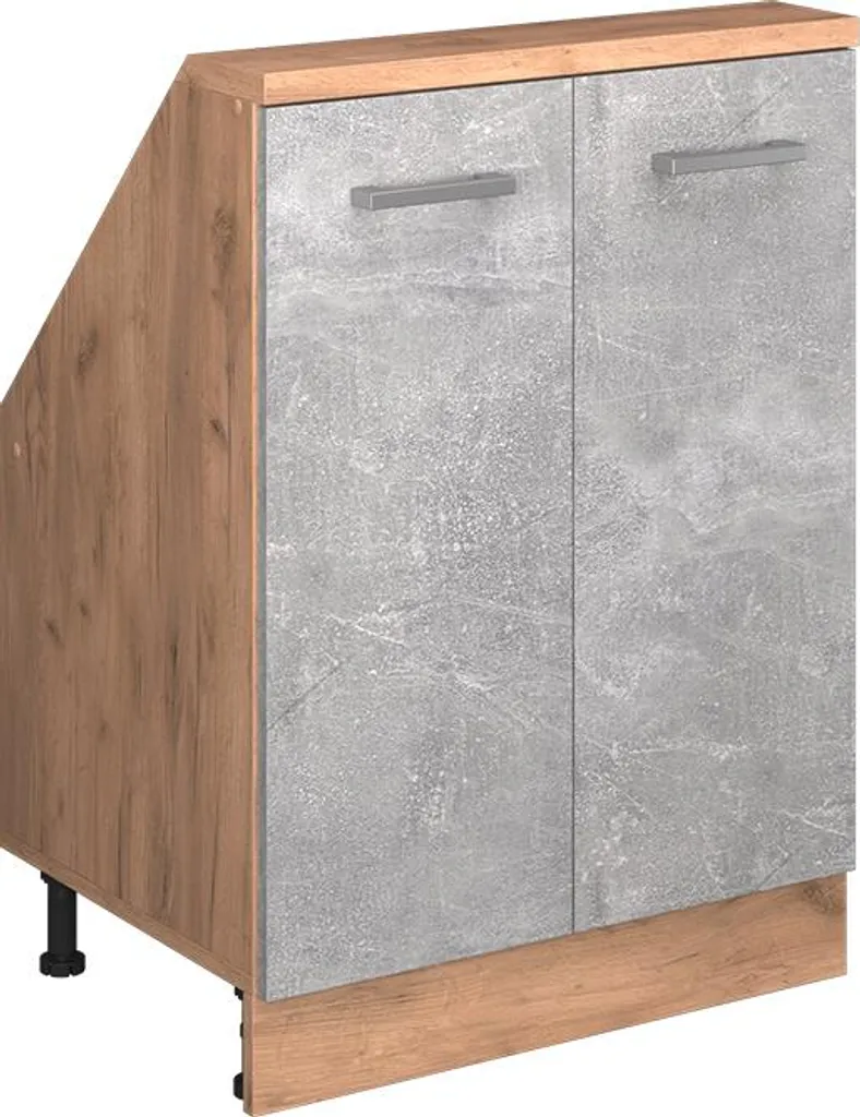 Vicco Mobile cucina sottotetto R-Line, 60 cm con 2 porte, Calcestruzzo/quercia dorata